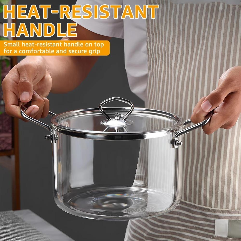 Heat Resistant Clear Cooking Pot Stainless Steel Glass Soup Pot Kitchen Cooking Tools