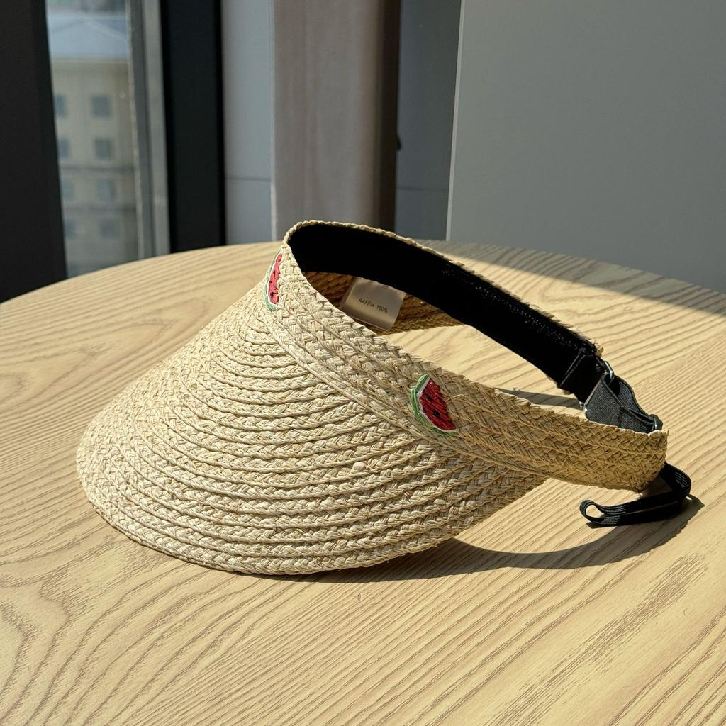 New style straw hat, sweet beach hat, raffia straw sun hat, wide-brimmed straw hat, open-top hat, headband hat, sun protection for outings