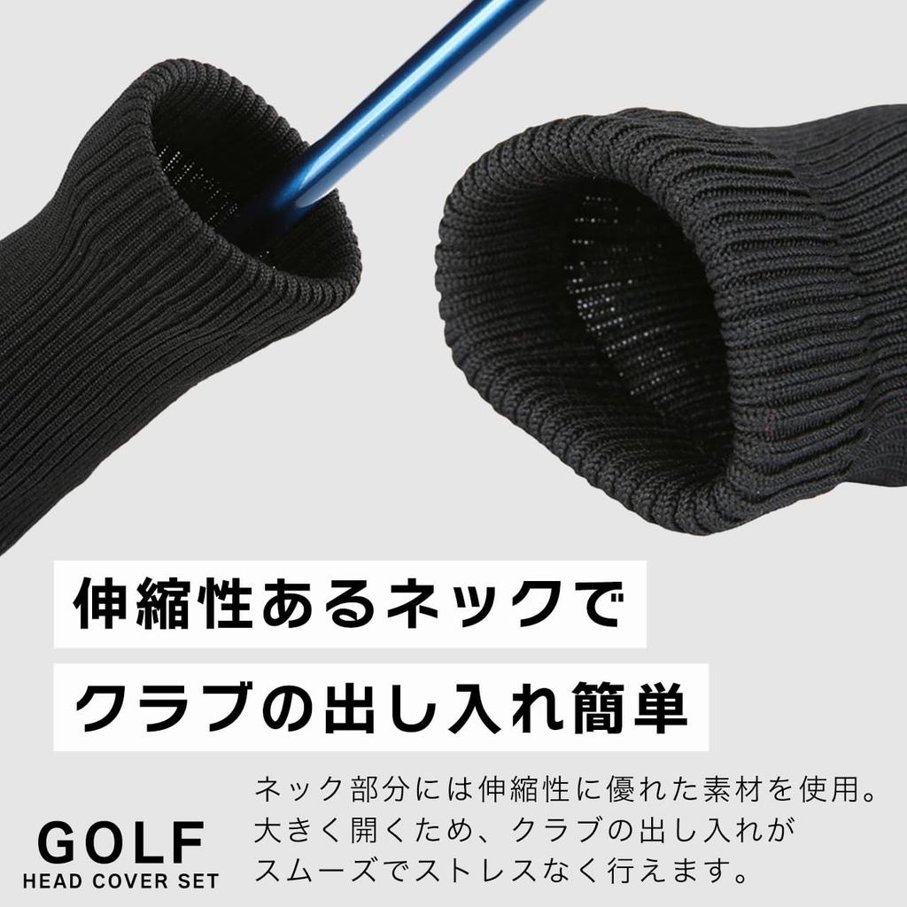 Sulanx Golf Headcovers for Driver, Fairway Wood and Utility, Black, 3-Piece Set