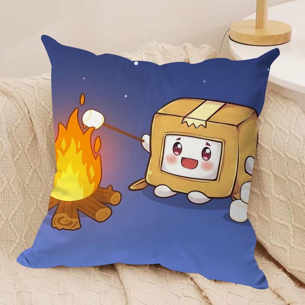 Cartoob LLankyBox Foxy Boxy Cute Cushion Cover Silky Short Plush Invisible Zipper Dustproof Sofa Pillow Case For Home Decor