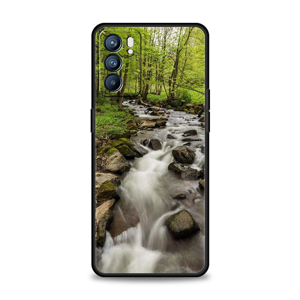 Waterfall Nature Trees Ship Phone Case For Oppo A54 A53 A52 A9 2020 A15 A95 A16 A76 A74 A12 Find X5 SE Reno6 Pro Plus 5G Cover