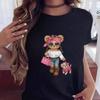 Summer Round Neck Fashionable Bear Printed Top Casual Pure Cotton Short Sleeved Women's T-shirts