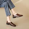 2024 Новые весенние туфли из кожи с V-образным вырезом, женские повседневные туфли с квадратным носком, женские мюли, мокасины без застежек