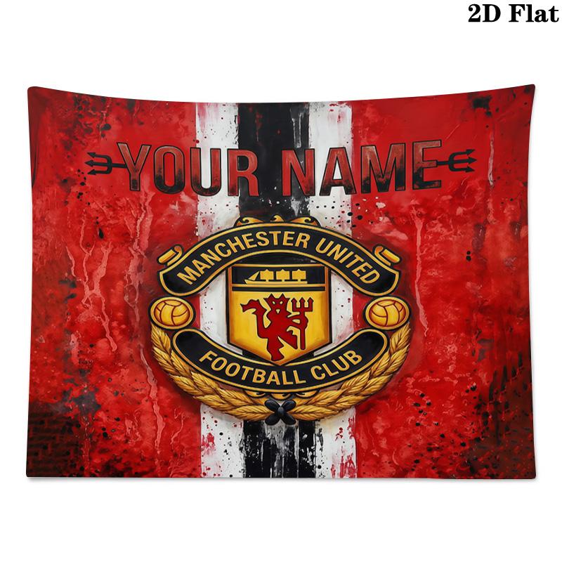 Custom Name Manchester UnitedPrinted Tapestry – Wall Hanging for Bedrooms, Dorms, and Home Decor