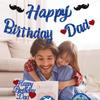 Pre-strung Happy Birthday Dad Decorations Banner Daddy Cake Topper Blue Glitter Father's Day Best Dad Ever Decor Party Supplies NO DIY