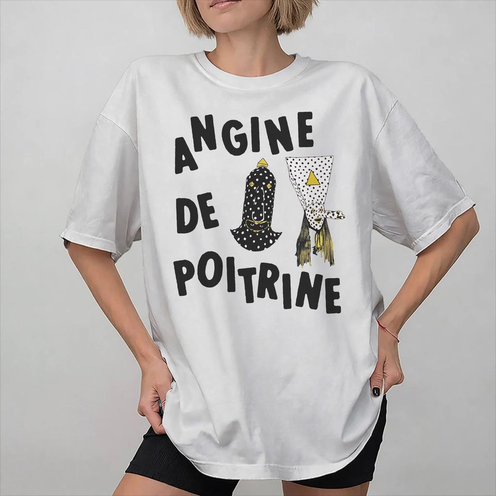 Angine de Poitrine Band Graphic Printed T Shirt Unisex Women Cotton Tee Shirt Clothing