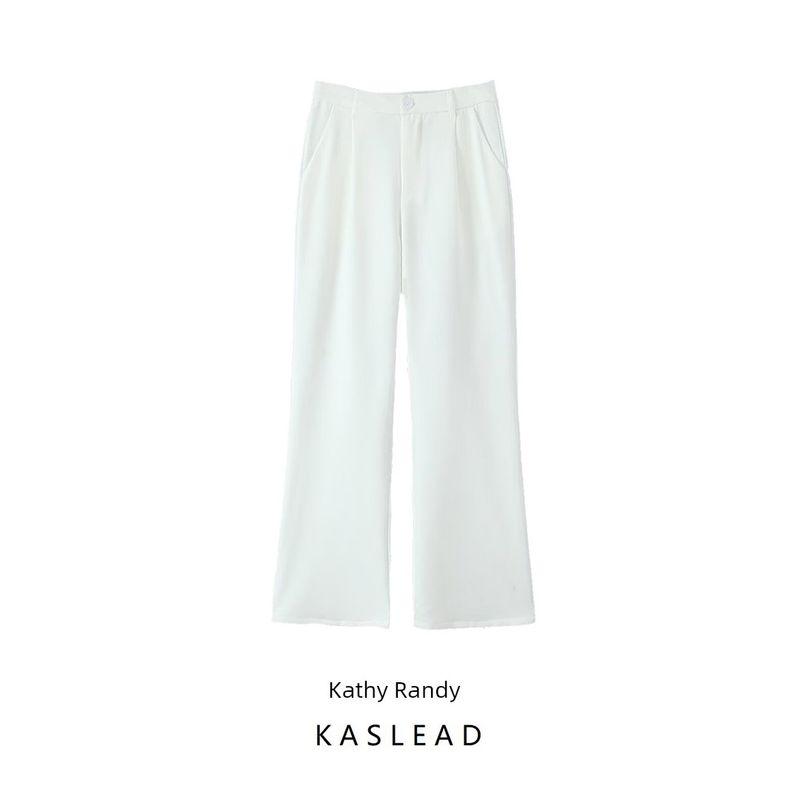 Kaslead New Women Clothes Western Style Fashion Simple and Versatile Leisure Solid Trumpet Pants