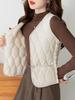 2025 Women's Slimming Warm V-neck Down Cotton Vest - Fleece-lined, Thickened, Sleeveless, Versatile