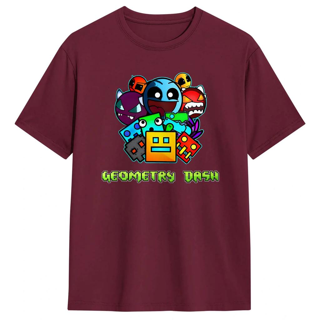 Мужская футболка Geometry Dash Хлопковая одежда Юмор Короткий рукав Круглый вырез Футболка С графическим принтом Футболки