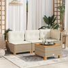 VidaXL Garden Sofa with Cushions 3-seater Beige Woven Resin, Outdoor Sofa, Garden Seat, Garden Sofa 365922