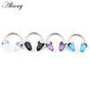 Alisouy 1PC Stainless Steel Cone Opal Stone Captive Septum Nose Ring Ear Guauge Horseshoe BCR Nipple Ring Piercing Body Jewelry