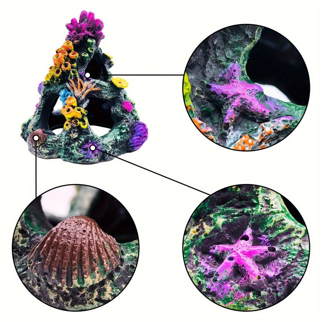 1 Set Aquarium Colorful Coral Reef Set Fish Tank Decoration Mountain Ornament for Aquarium Environments Decor Coral Mountain X 1 Aquatic Plant X 4