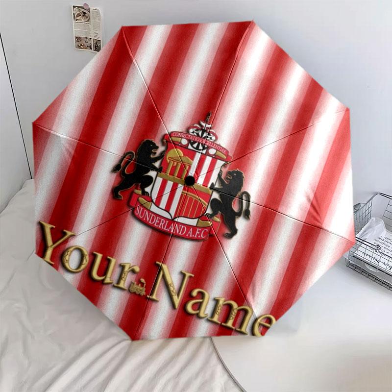 1 PC Automatic Folding Umbrella - Sunderland A.F Custom Name Pattern, Portable & Foldable Design with 8 Ribs, Christmas Birthday Gifts