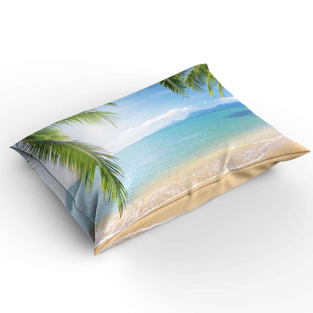 Turquoise Palm Tree Bedding Three-Piece Quilt Cover