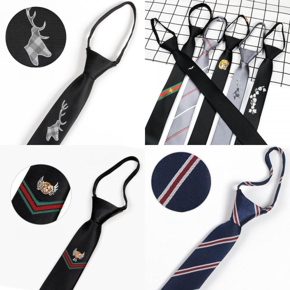 Вышитый галстук с тигром для детей из полосатой шерсти для школы или повседневной носки