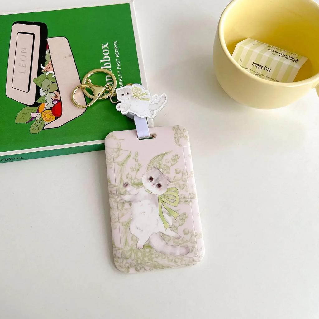 1 шт. Милый мультяшный аниме-котенок Kpop держатель для фотокарточки брелок милый студенческий билет автобусная карта выдвижной значок катушка