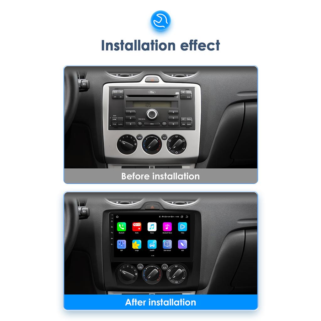 OSSURET Android13 Автомобильное радио для Ford Focus 2 3 Mk2 Mk3 2004-2011 Мультимедийный видеоплеер Навигация Интеллектуальный экран GPS 2Din Carplay 4G Авто Стерео