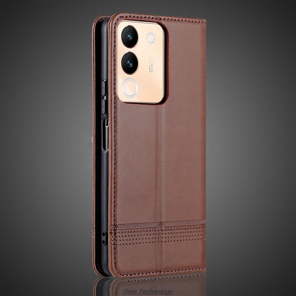 Роскошный кожаный чехол с магнитной адсорбцией для Vivo V29e / V29e 5G (Глобальный EUR RUS ) Защитный чехол с откидной крышкой Fundas Coque