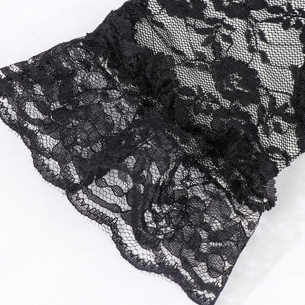 UV Protection Mittens Lace Gloves White Bride Gloves Rose Flower Pattern Party Dressy Gloves