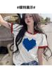 2025 Summer New Love Short-sleeved T-shirt Women's Loose Casual Printed Round Neck Top