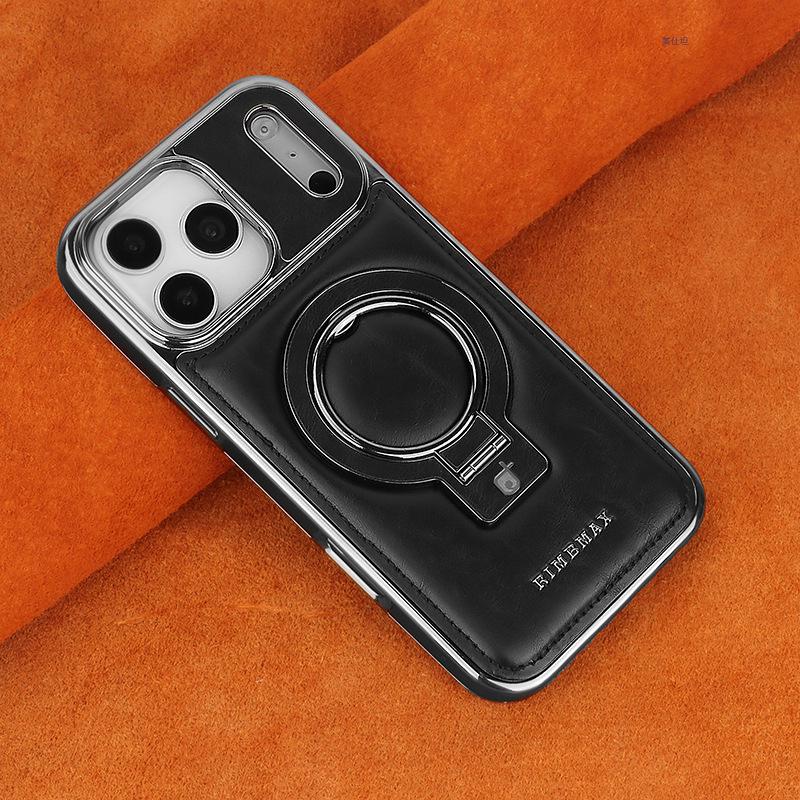 Кожаный чехол с магнитной защелкой для iPhone 17 Pro Max, 17 Air; Полное покрытие, Ударопрочный кронштейн.