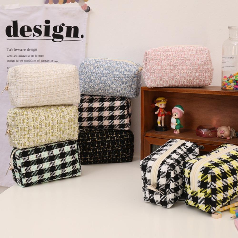 Fashion Canvas Makeup Lip Gloss Bag Scottish Travel Cute Girl Makeup Portable Cosmetic Bag Stationery Pencil Bag