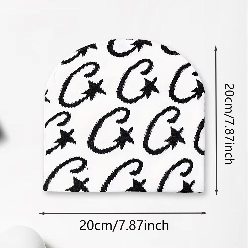 Модная хип-хоп шапка для женщин, жаккардовая вязаная шапка с зимним звездным узором, теплая шапка для улицы, подходит для Рождества