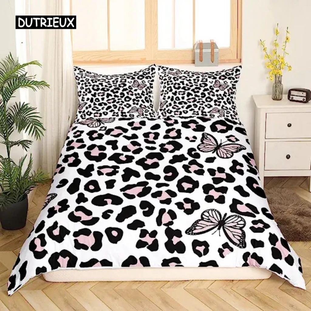 Пододеяльник с леопардовым принтом Safari Cheetah Africa Animal Комплект постельного белья для мужчин и женщин Декор для спальни Черно-коричневый леопардовый пододеяльник