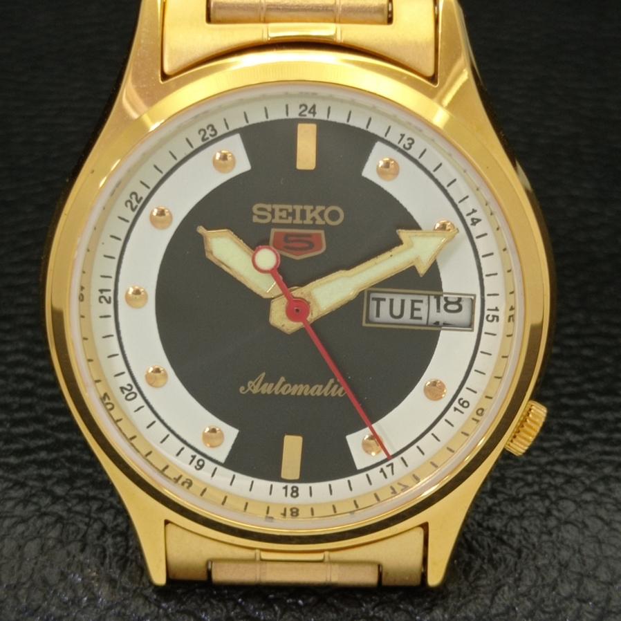 ВОССТАНОВЛЕННЫЕ SEIKO 5 АВТОМАТИЧЕСКИЕ ЯПОНСКИЕ 6309A НАРУЧНЫЕ ЧАСЫ С ЧЕРНЫМ ЦИФЕРБЛАТОМ a426403-2