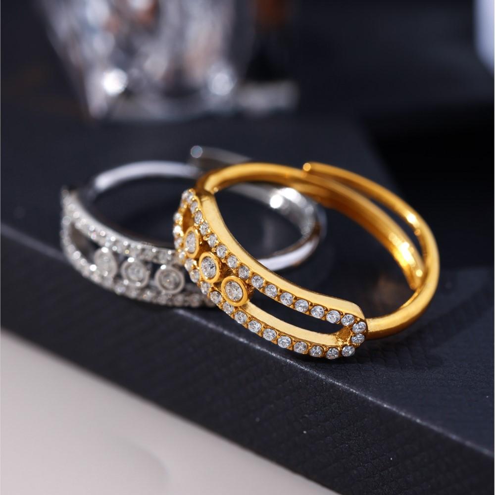 Chain Necklace Matching Ring In Stainless Steel Gold Plated With Movable Zircon Pendant Necklaces Adjustable Rings For Women