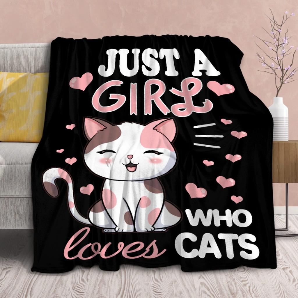Black-themed cartoon animals Printed Blanket for Sofa Bed Travel Camping Living Room Office Conditioning Blanket