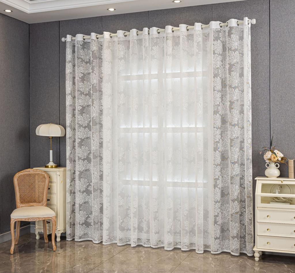 1 шт. Вышитая прозрачная штора для окна, Трехмерная вышивка, Европейская тюлевая штора с кулиской для карниза для спальни, гостиной, домашнего декора