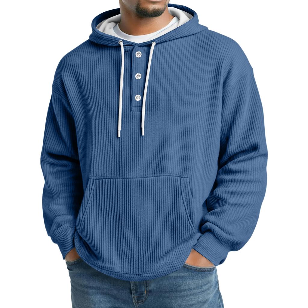 Men's Knit Hooded Sweatshirt Casual Long-Sleeve Sweatshirt