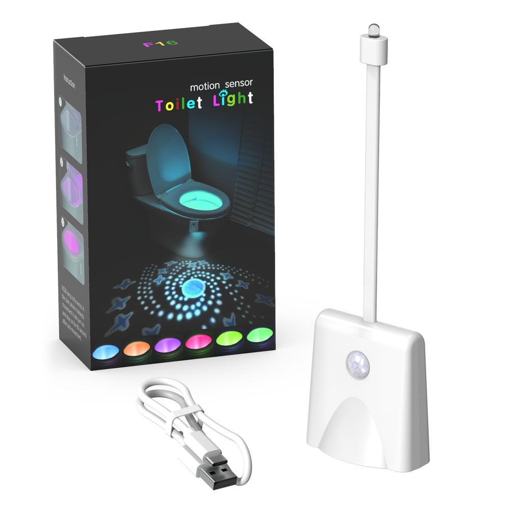 Smart Motion Sensor Night Light LED Projector Toilet Lights USB Rechargeable Colorful Foot Lamp Wall Lamp for Bathroom Corridor