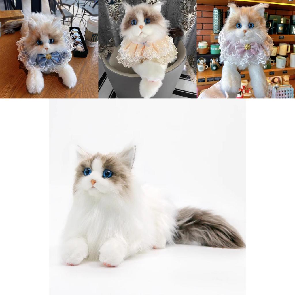 Cute Realistic Cat Plush Toy Fluffy Kitten Soft Stuffed Animal For Children