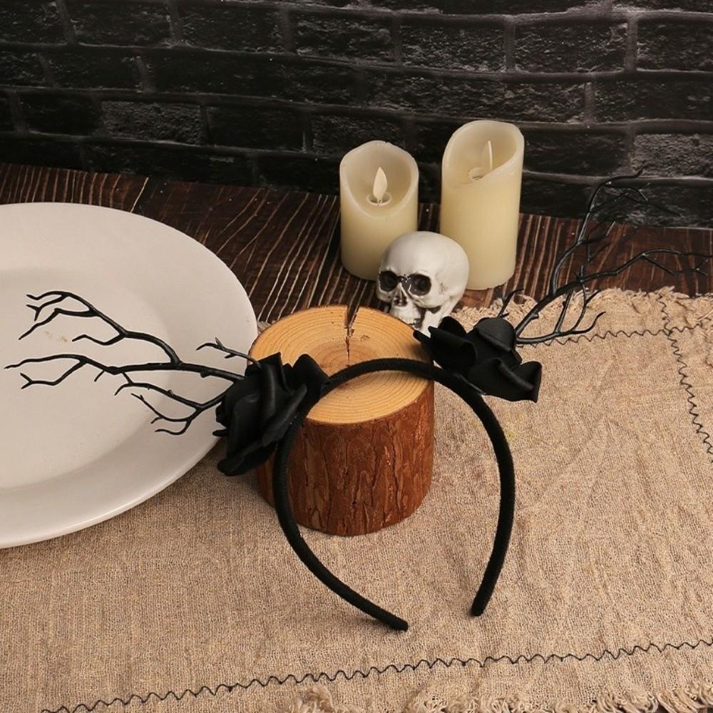 Skull Branch Hair Hoop Rose Flower Halloween Flower Crown Gifts Halloween Headband Ghost Festival