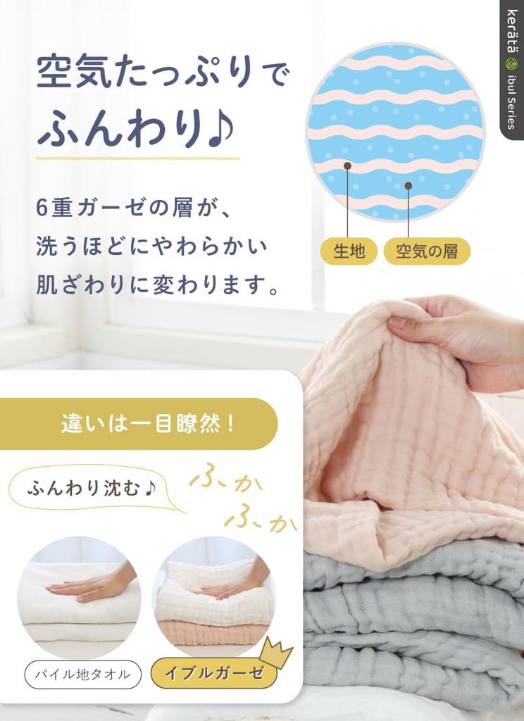 Keratta Ibul Baby Bath Gauze Handkerchief Towel Set Set (Pink, Gray, White) - 6-Piece