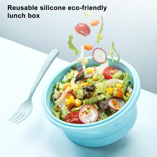 350/500/800/1200ML Round Silicone Lunch Box Microwave Safe Foldable Sealed Lid Portable Refrigerator Bento Food Container Kitchen Supplies