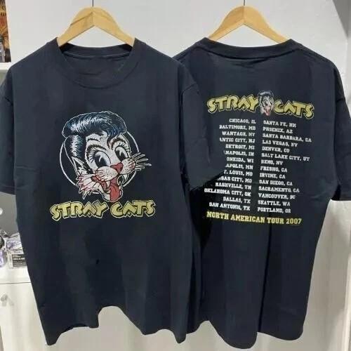 Stray Cats Shirt Stray Cats Tour 2007 2 Side Black T-shirt Unisex S-5XL