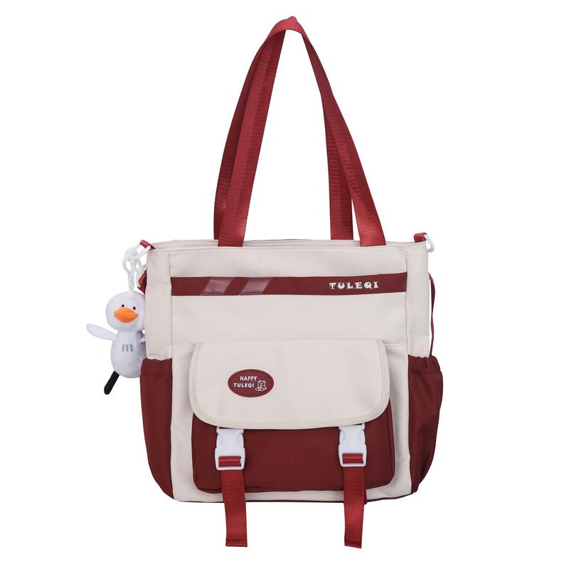 Холщовая сумка через плечо большой емкости, водонепроницаемая нейлоновая школьная сумка для студенток, сумка-тоут на одно плечо