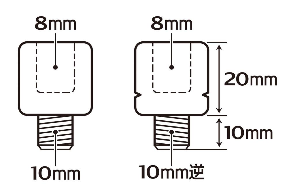 Tanax C-4 Motorcycle Mirror Napoleon Screw Diameter Conversion Adapter, Black, 0.3 inch (8 mm) to Reverse 0.4 inch (10 mm)
