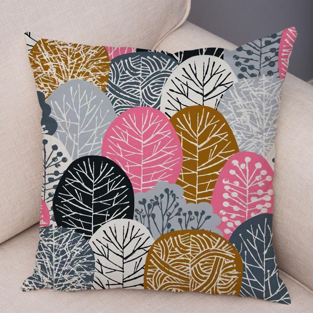 Абстрактное искусство, декоративная наволочка с геометрическим растением, деревом, цветком, диван, домашняя автомобильная наволочка
