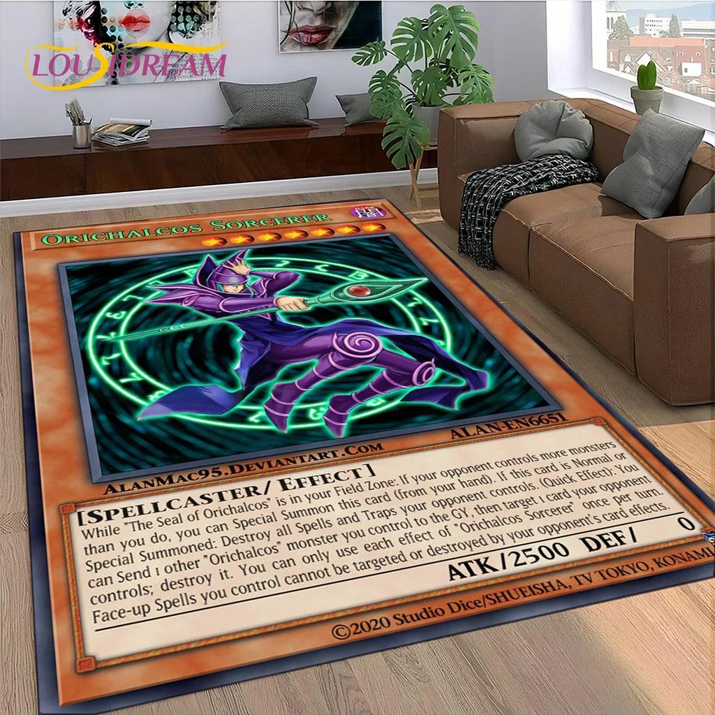 2025 New Yu-Gi-Oh Blue Eyes Dragon Monster Gold Card Cartoon Game Carpet Rug for Bedroom Living Room Home Sofa,Decor Floor Mat
