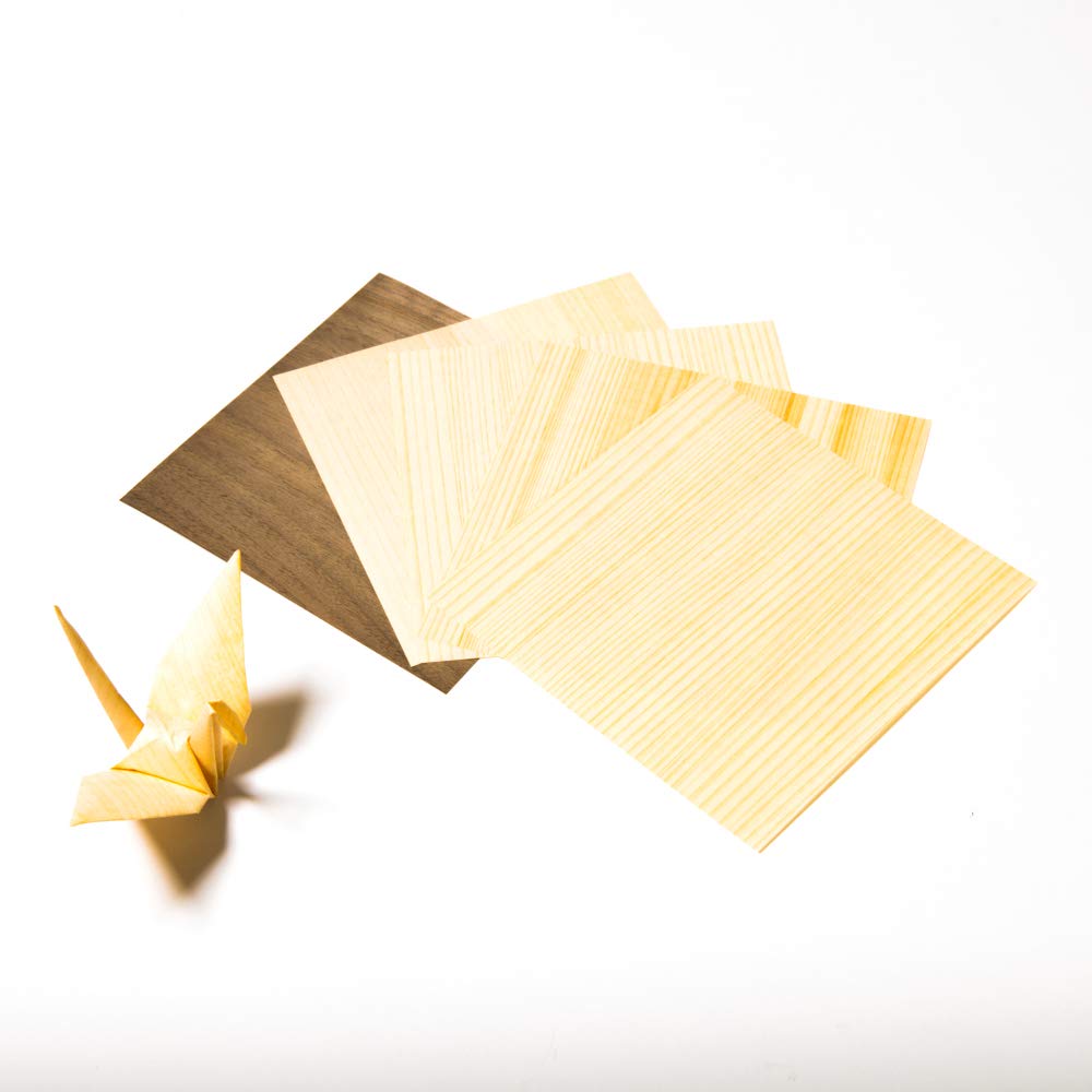 Бумага для оригами Forest Paper, натуральное дерево, большой размер 5 x 15 см - Гибкая, Ультратонкая, (Кедр, Кипарис Хиноки, Грецкий орех) - Размер, Листы,