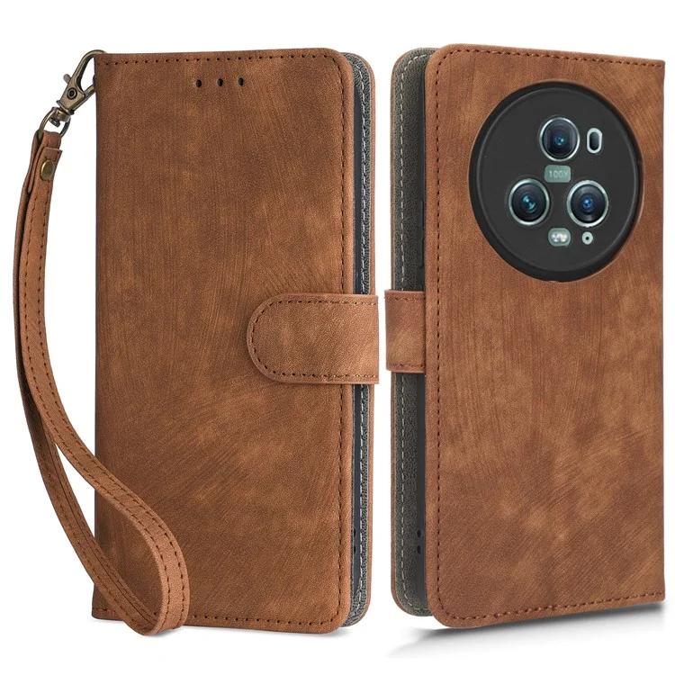 For Honor Magic5 Pro Phone Wallet Case RFID Blocking PU Leather Stand Phone Cover with Strap