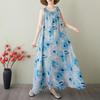 Новое хлопковое винтажное платье с цветочным принтом без рукавов больших размеров для женщин, повседневное свободное длинное летнее платье