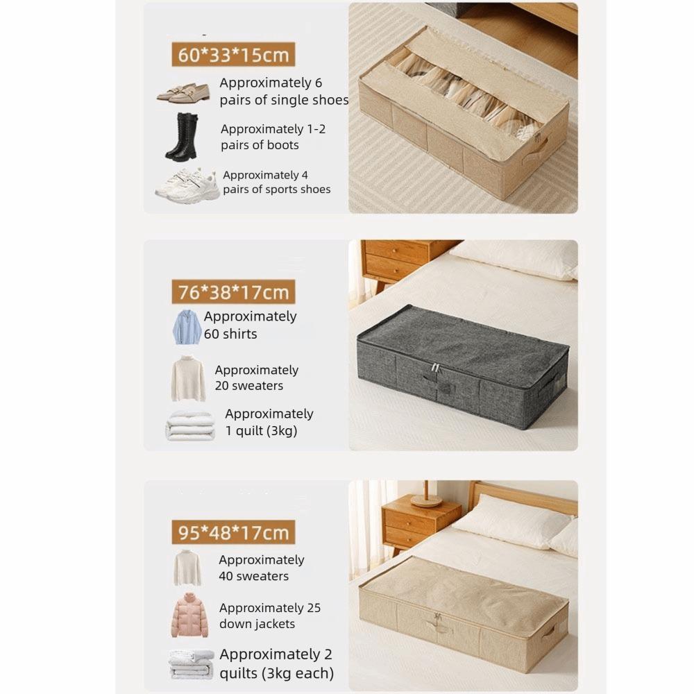 Сумка для хранения под кроватью на молнии, влагостойкий хлопково-льняной чехол для обуви, спальня