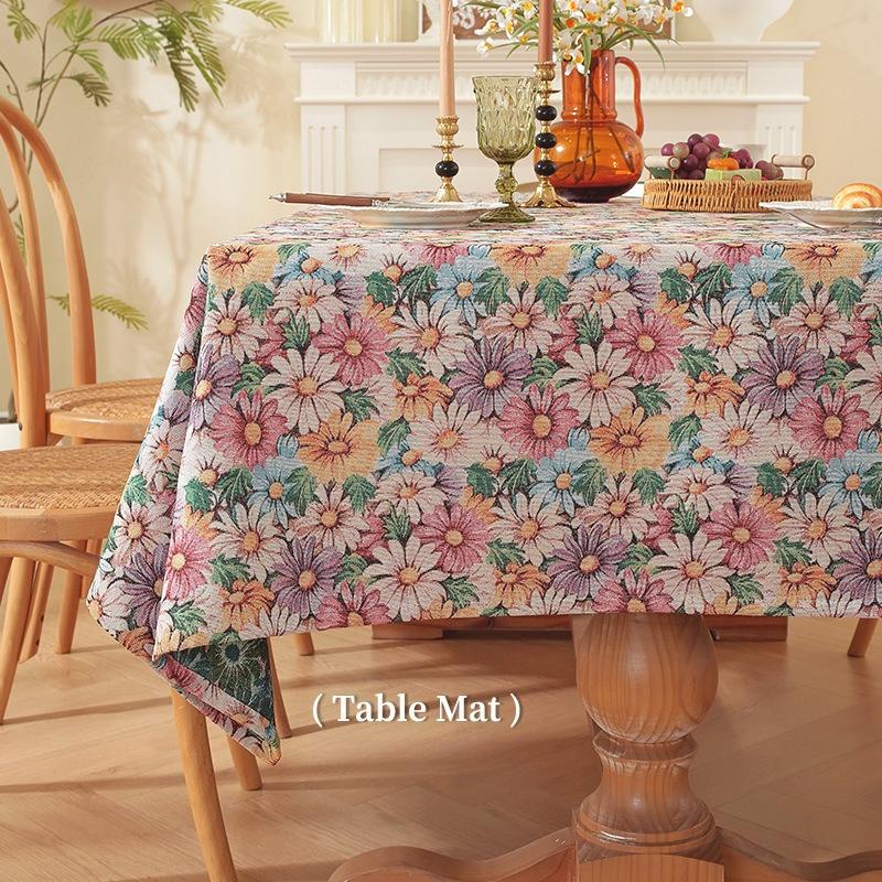1pcs French Retro Oil Painting Tablecloths Ins Style High-end Light Luxury Dining Table Cover Dust Proof Coffee Table Cloth Living Room Decoration