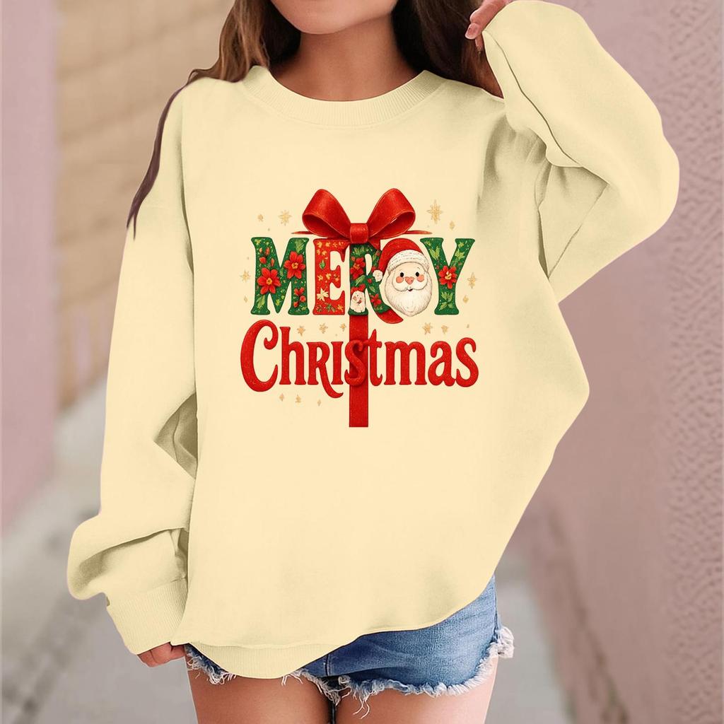 Children's Fashionable Casual Long-sleeved Loose Christmas Print Pullover Sweatshirt