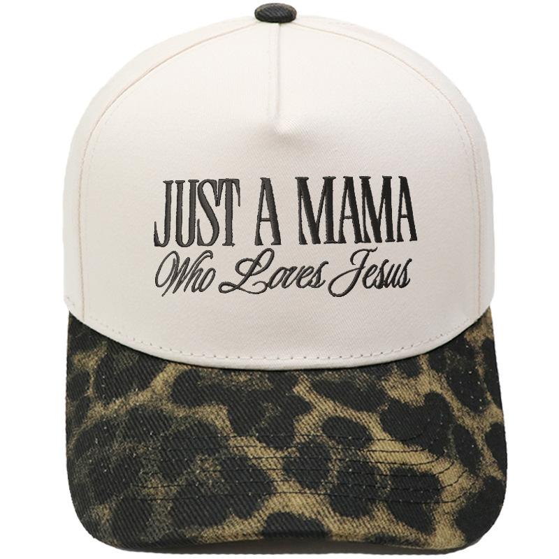 JUST A MAMA truck driver hat embroidered leopard print color matching baseball cap European and American men's and women's casual hat